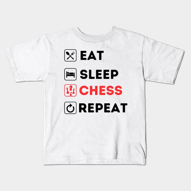 Eat Sleep CHESS Repeat Kids T-Shirt by Qurax